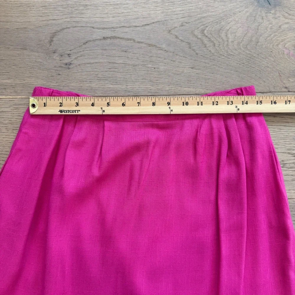 Vintage Worthington‎ Hot Pink Skirt Suit Set 10 12 Double Breasted Linen Blend